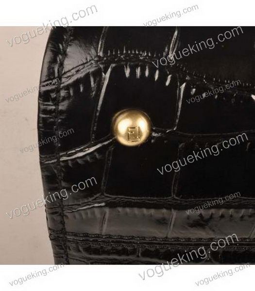 Fendi Black Croc Leather With Ferrari Leather Small Tote Bag-4