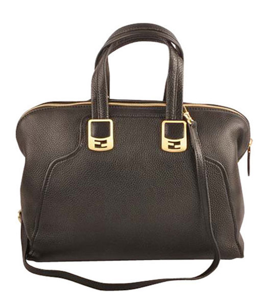 Fendi Black Imported Calfskin Leather Tote Bag