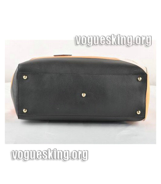 Fendi Black/Light Coffee Croc Veins Leather With Black Leather Small Handbag-3