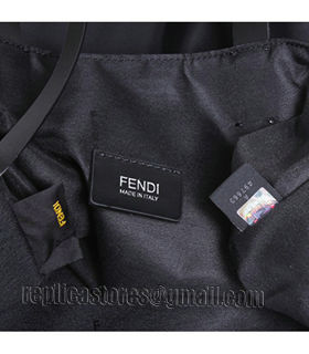 Fendi Black Original Fabric With Leather Shopping Bag Blue Eye-1