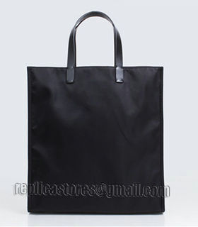 Fendi Black Original Fabric With Leather Shopping Bag Red Eye-1