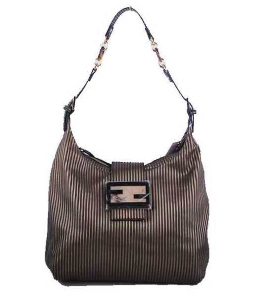 Fendi Black Stripe Leather Shoulder Bag