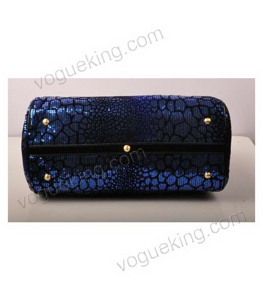 Fendi Blue Color Beads with Black Leather Satchel Bag-3