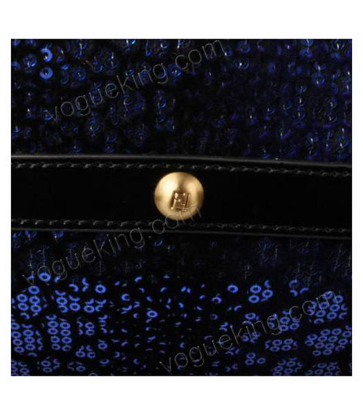 Fendi Blue Color Beads with Black Leather Satchel Bag-4