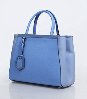 Fendi Blue Cross Veins Leather Small Tote Bag
