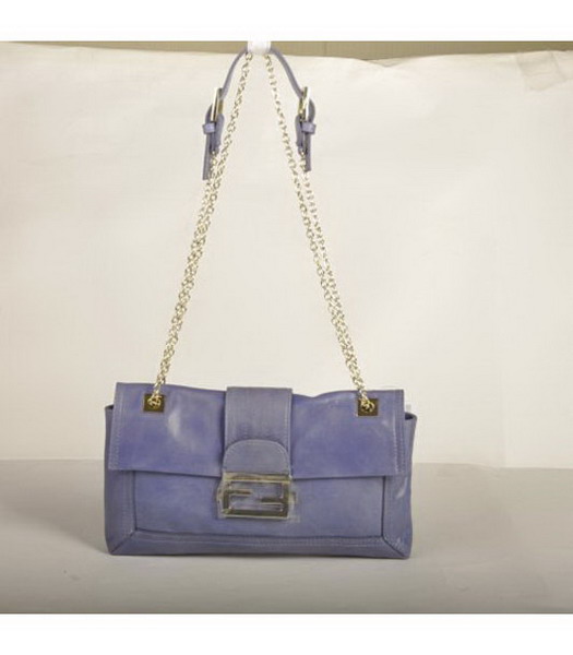Fendi Blue Oil Leather Chain Bag