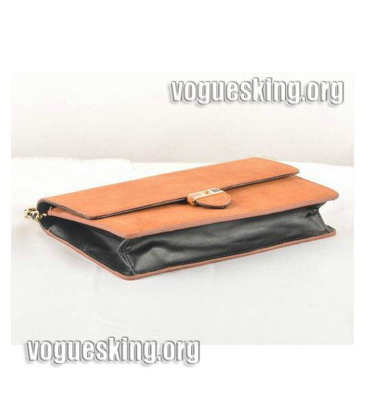 Fendi Blue/Orange Croc Veins Leather With Black Calfskin Medium Handbag-3