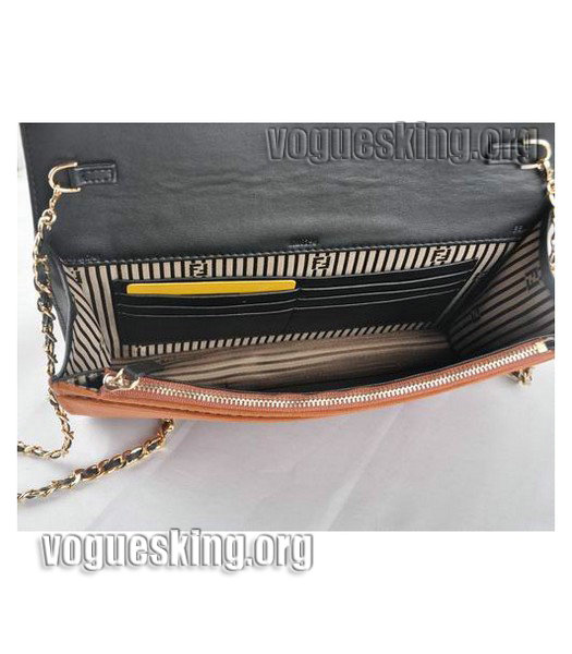 Fendi Blue/Orange Croc Veins Leather With Black Calfskin Medium Handbag-5