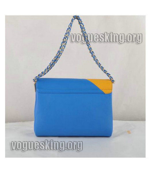 Fendi Blue/Orange Croc Veins Leather With Black Leather Small Handbag-2