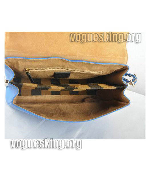 Fendi Blue/Orange Croc Veins Leather With Black Leather Small Handbag-5