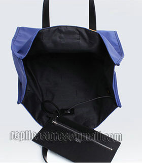 Fendi Blue Original Fabric With Leather Shopping Bag Yellow Eye-3