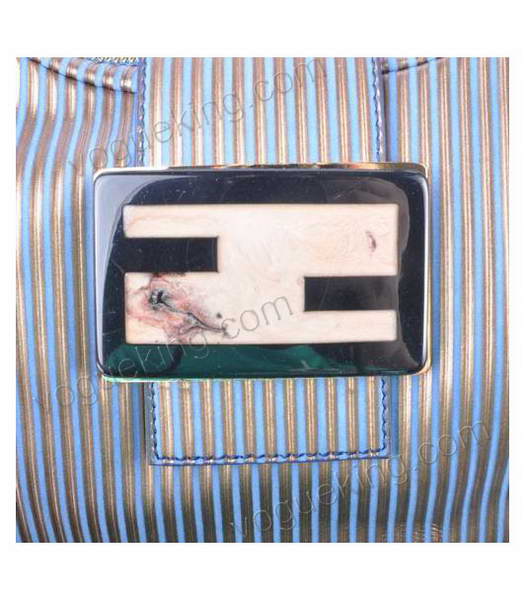 Fendi Blue Stripe Leather Shoulder Bag-4