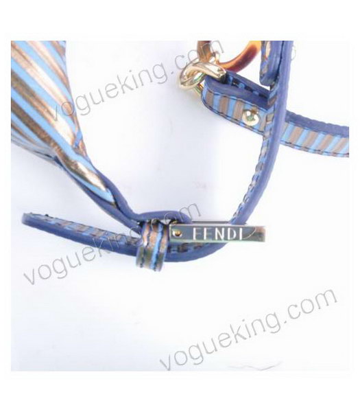 Fendi Blue Stripe Leather Shoulder Bag-5