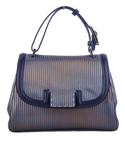 Fendi Blue Stripe Leather Top Handle Bag