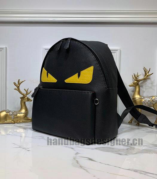 Fendi Bugs Black Imported Togo Litchi Leather Backpack-5