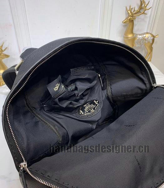 Fendi Bugs Black Imported Togo Litchi Leather Backpack-6