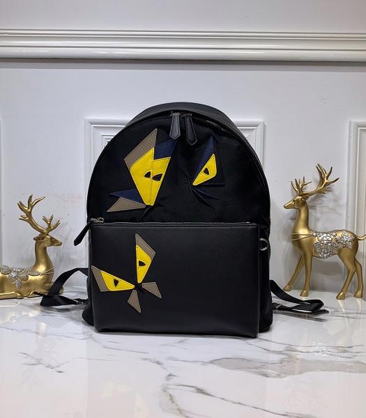 Fendi Butterfly Nyon With Black Calfskin Leather Backpack