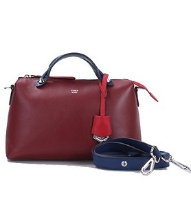 Fendi By The Way Original Leather Small Tote Shoulder Bag Cherry Tree RedBlueCoral Red