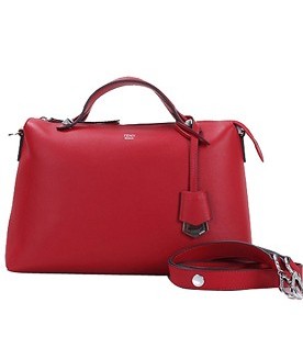 Fendi By The Way Original Leather Tote Shoulder Bag Cherry Tree Red