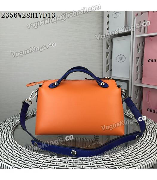 Fendi By The Way Small Shoulder Bag 2356 Orange&Sapphire Blue Leather-2