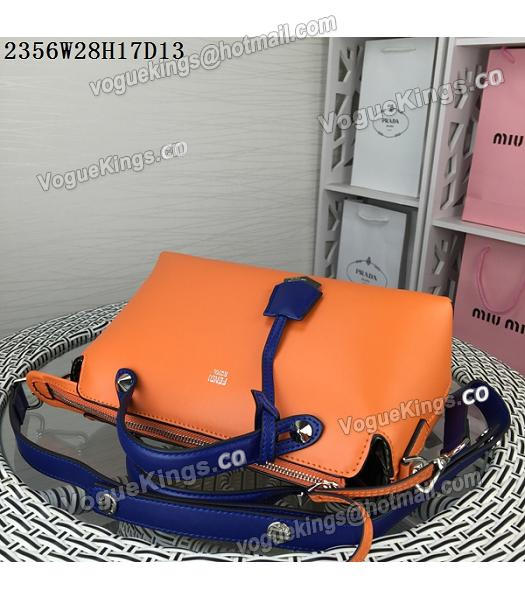 Fendi By The Way Small Shoulder Bag 2356 Orange&Sapphire Blue Leather-4