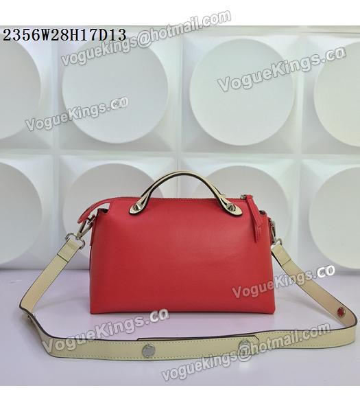 Fendi By The Way Small Shoulder Bag 2356 Red&Offwhite Leather-2