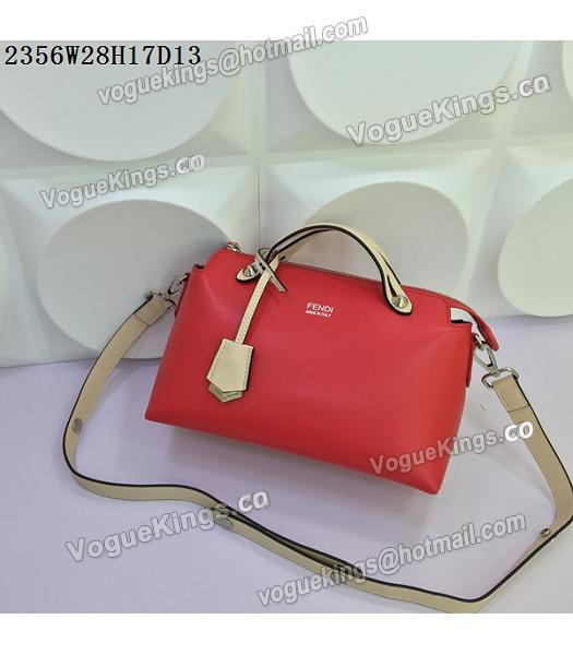 Fendi By The Way Small Shoulder Bag 2356 Red&Offwhite Leather-4