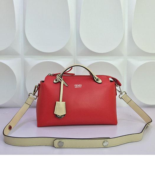 Fendi By The Way Small Shoulder Bag 2356 Red&Offwhite Leather