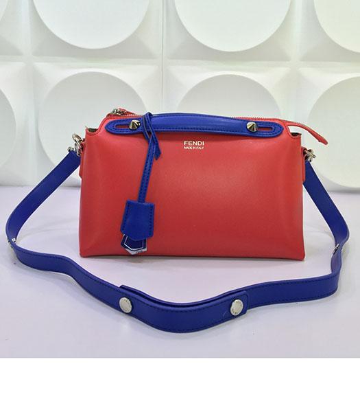 Fendi By The Way Small Shoulder Bag 2356 Red&Sapphire Blue Leather