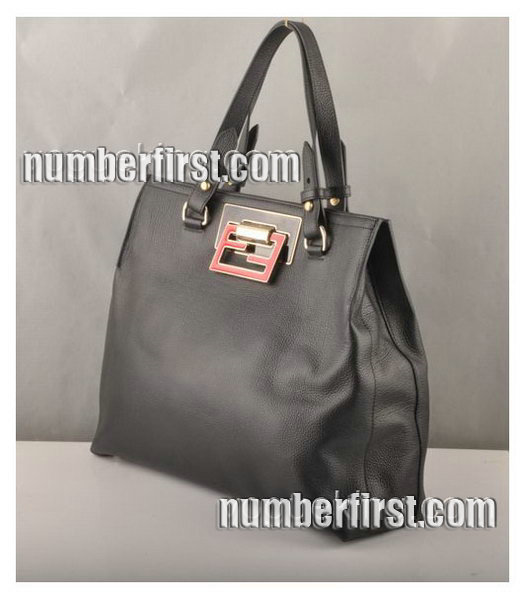 Fendi Calfskin Leather Handbag Black-1