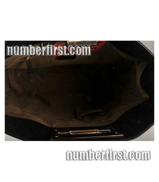 Fendi Calfskin Leather Handbag Black-5