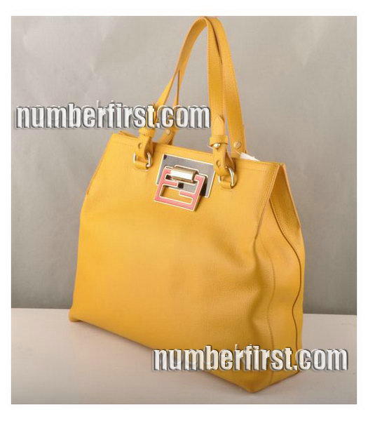 Fendi Calfskin Leather Handbag Yellow -1