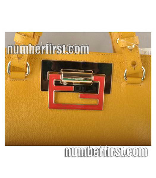 Fendi Calfskin Leather Handbag Yellow -3