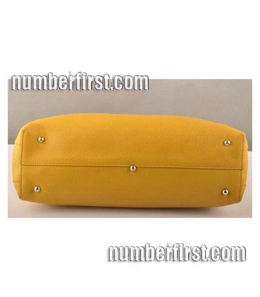 Fendi Calfskin Leather Handbag Yellow -4