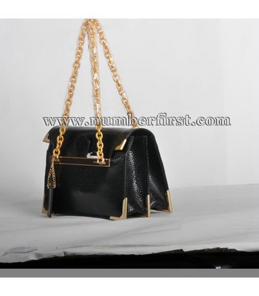 Fendi Calfskin Leather Shoulder Chain Bag Black-1