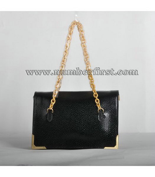 Fendi Calfskin Leather Shoulder Chain Bag Black-2