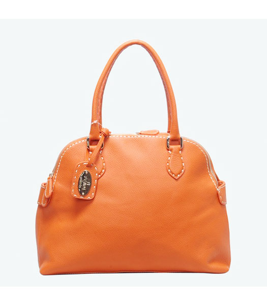 Fendi Calfskin Leather Tote Bag Orange
