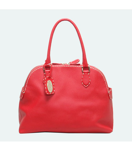 Fendi Calfskin Leather Tote Bag Red