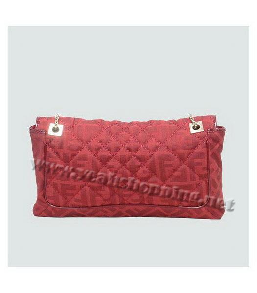 Fendi Canvas Chain Bag with Patent Leather Trim Red-2