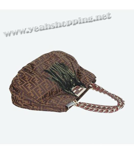 Fendi Canvas Tassel Handbag with Coffee Leather Trim-4