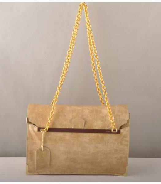 Fendi Chain Shoulder Bag in Apricot Patent Leather