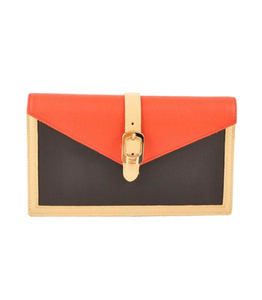 Fendi Chameleon Envelope RedBlack Imported Leather Clutch