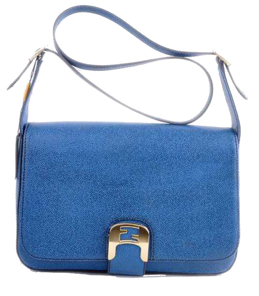 Fendi Chameleon Medium Saddle Messenger Bag With Blue Caviar Leather