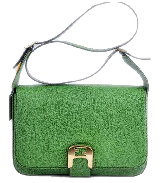 Fendi Chameleon Medium Saddle Messenger Bag With Green Caviar Leather
