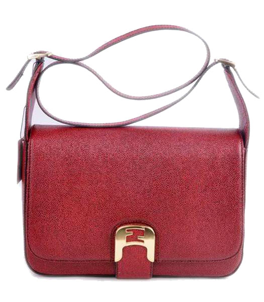 Fendi Chameleon Medium Saddle Messenger Bag With Red Caviar Leather