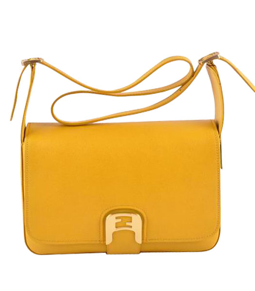 Fendi Chameleon Medium Saddle Messenger Bag With Yellow Calfskin Leather
