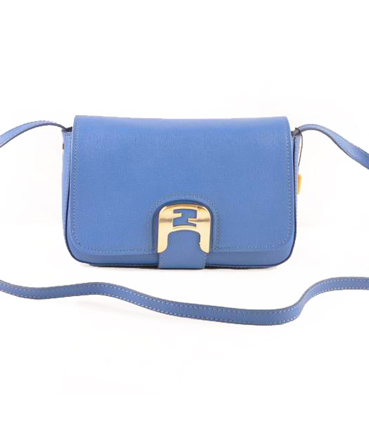 Fendi Chameleon Small Saddle Messenger Bag With Blue Calfskin Leather