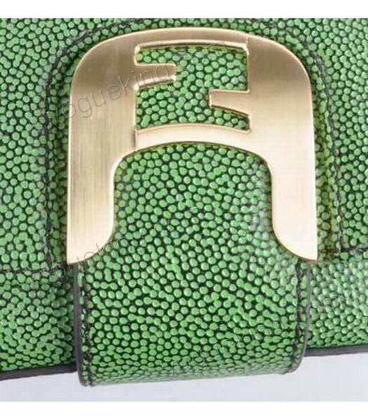 Fendi Chameleon Small Saddle Messenger Bag With Green Caviar Leather-4