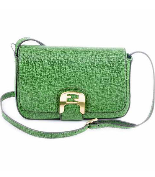 Fendi Chameleon Small Saddle Messenger Bag With Green Caviar Leather