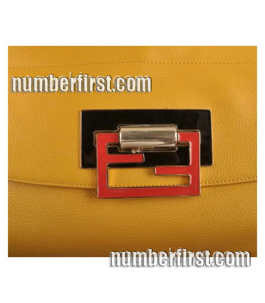 Fendi Chef Chain Yellow Calfskin Leather Tote Bag-4